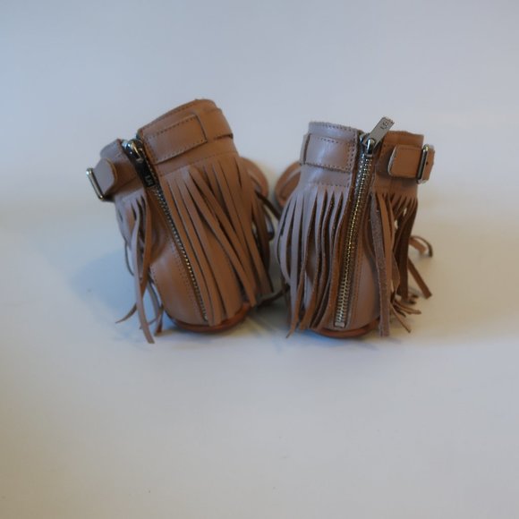 Womens Loeffler Randall Tan Leather Toe Thong Fringe Flat Sandal 9* - Picture 5 of 8